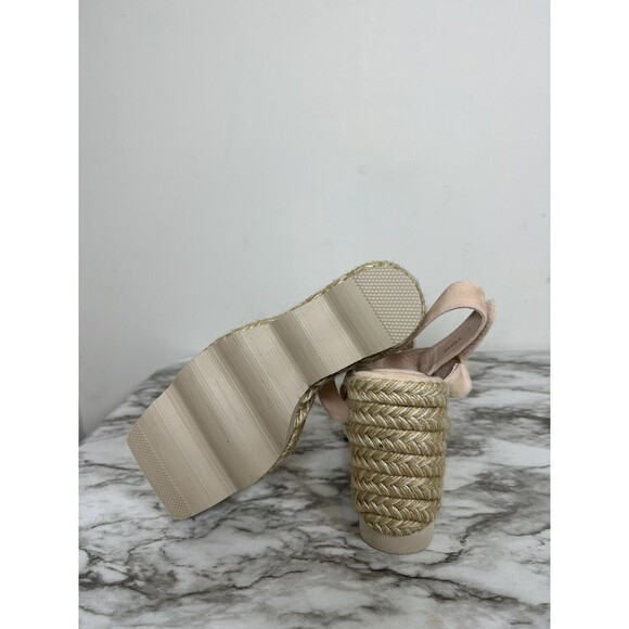 Good American ESPADRILLE WEDGE SANDAL IN PALE PINK (beige) SUEDE Size 9 NEW - Picture 6 of 9